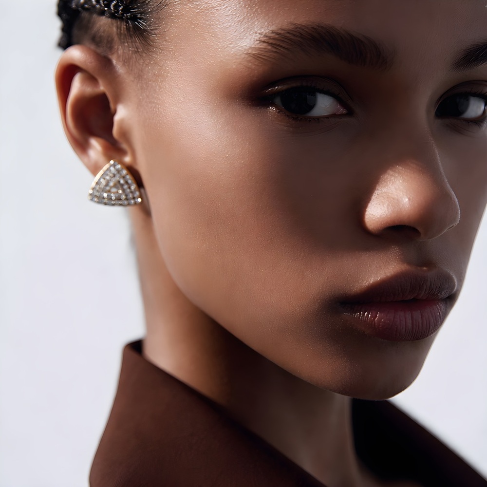 *NEW* 925 Silver Black and Gold Triangle Earrings